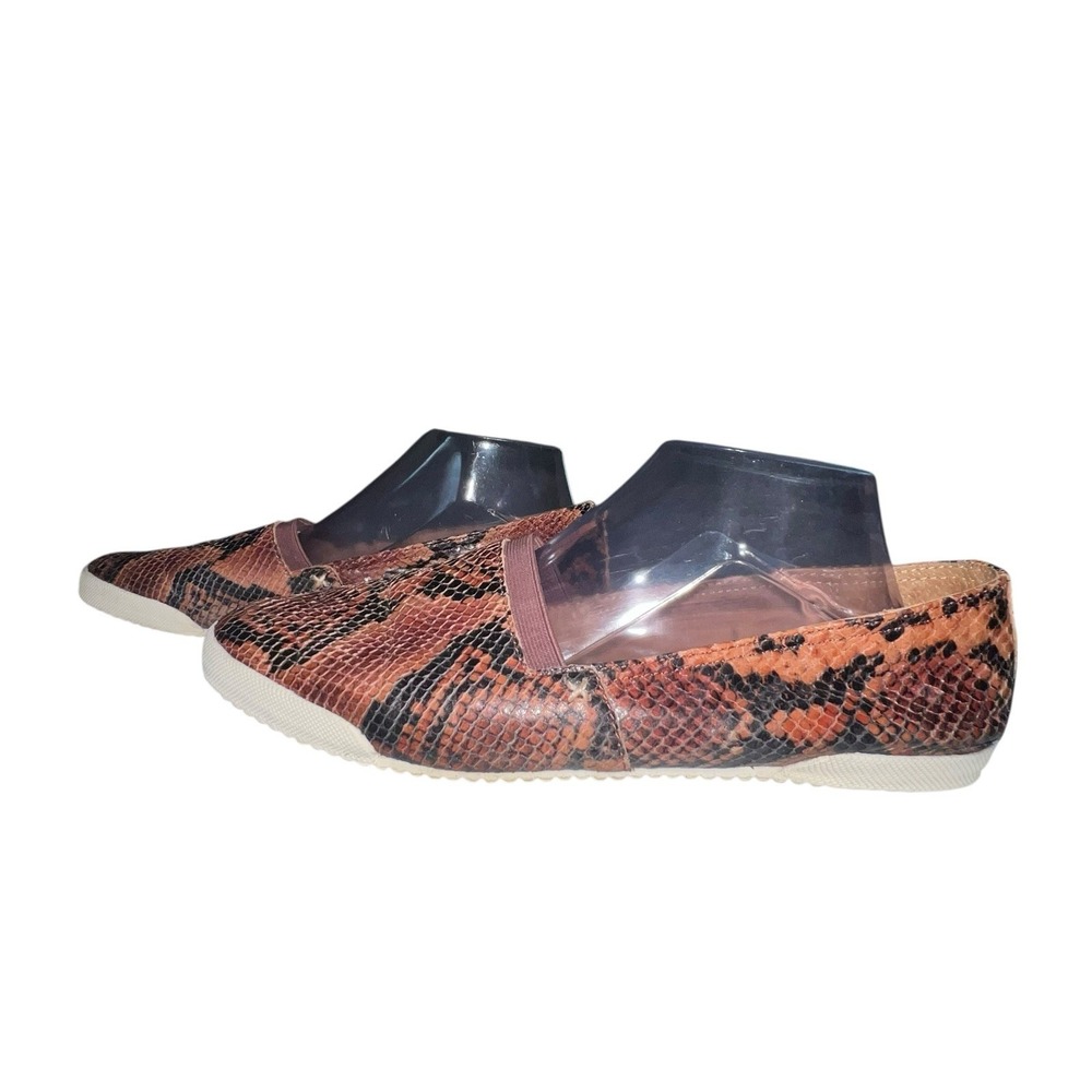 Frye Melanie Slip On Flats‎ Womens Size 10 Brown Snake Skin Print Leather Shoes